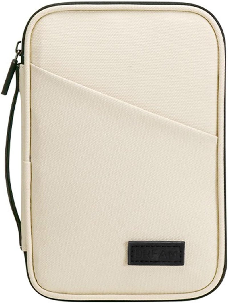 Higoney Waterproof Passport Holder, RFID Blocking Wallet, Portable Travel Document Organizer for Men & Women (Beige) - Image 1